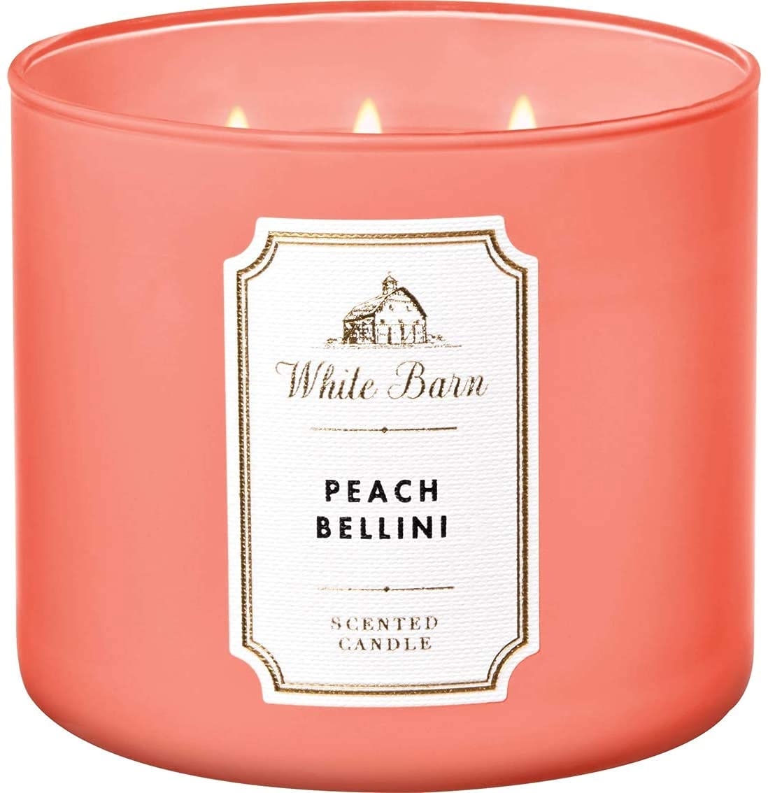 Bath & Body Works and Peach Bellini 3 Wick Scented Candle 411g - with Essential Oils