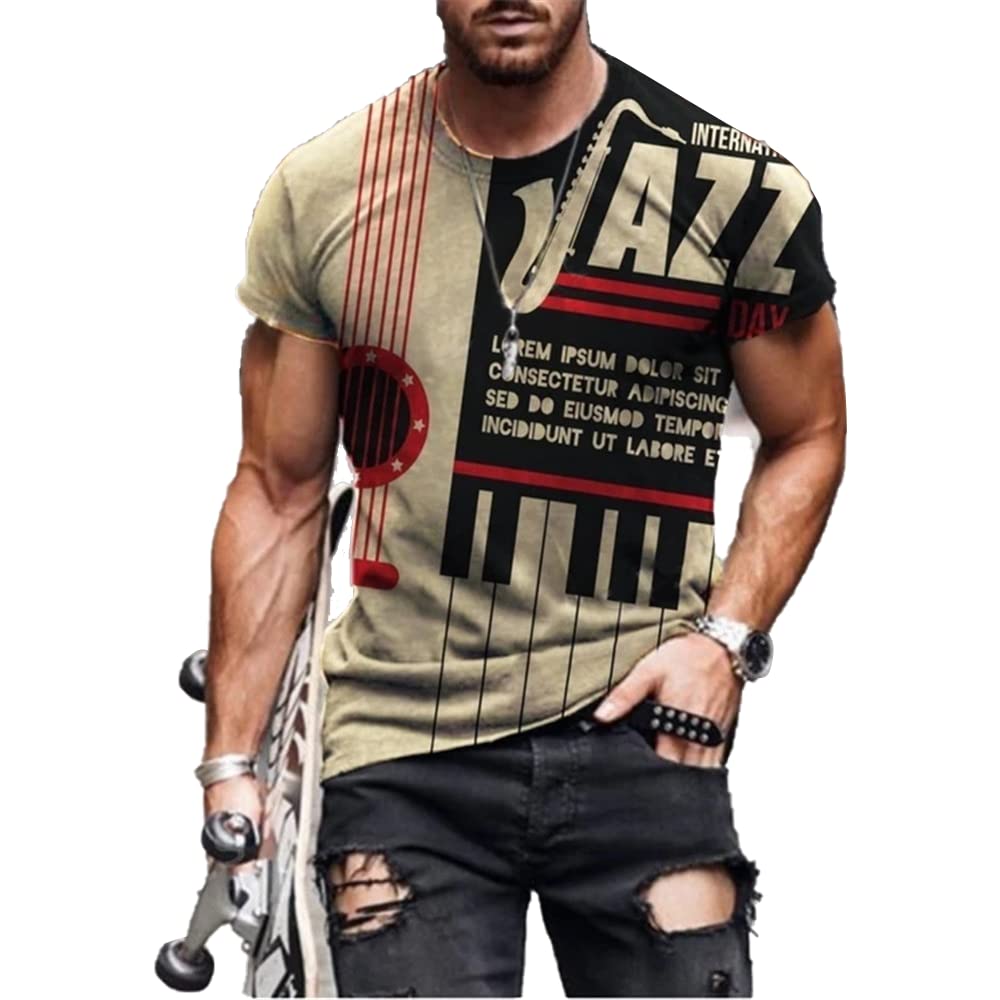 Men's T-Shirt Hip Hop Pattern Fitness Short Sleeve Print Fashion Short Sleeve T-Shirt S-4XL