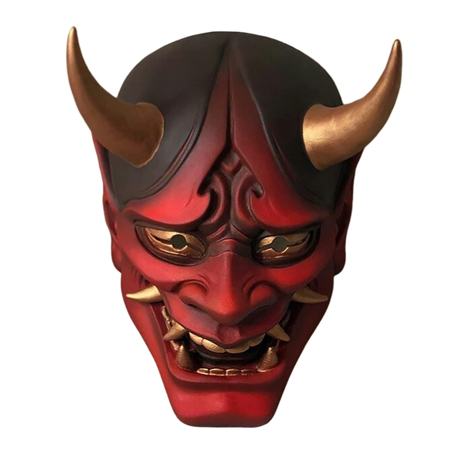 Samurai Mask Japanese Oni Mask Hannya for Halloween,Half Face Demon Mask,NOH Kabuki Prajna Devil Half Face Mask Cosplay