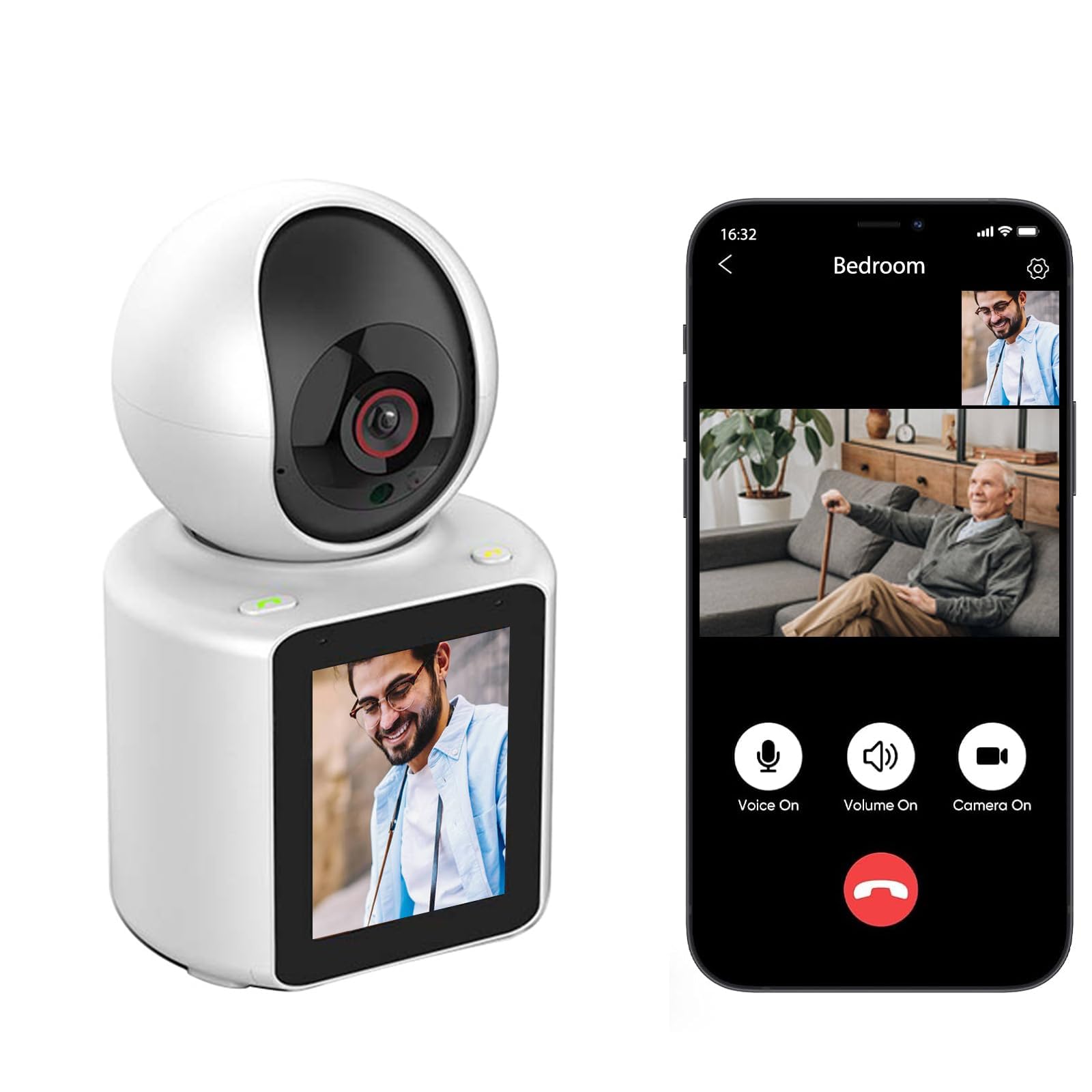 Two-Way Video Calling Camera with 2.8 inch HD Screen, 1080P Indoor Home Security Camera, Indoor Home Nanny Camera, Pet Camera, Dog Camera, Baby/Nanny Camera with Phone App