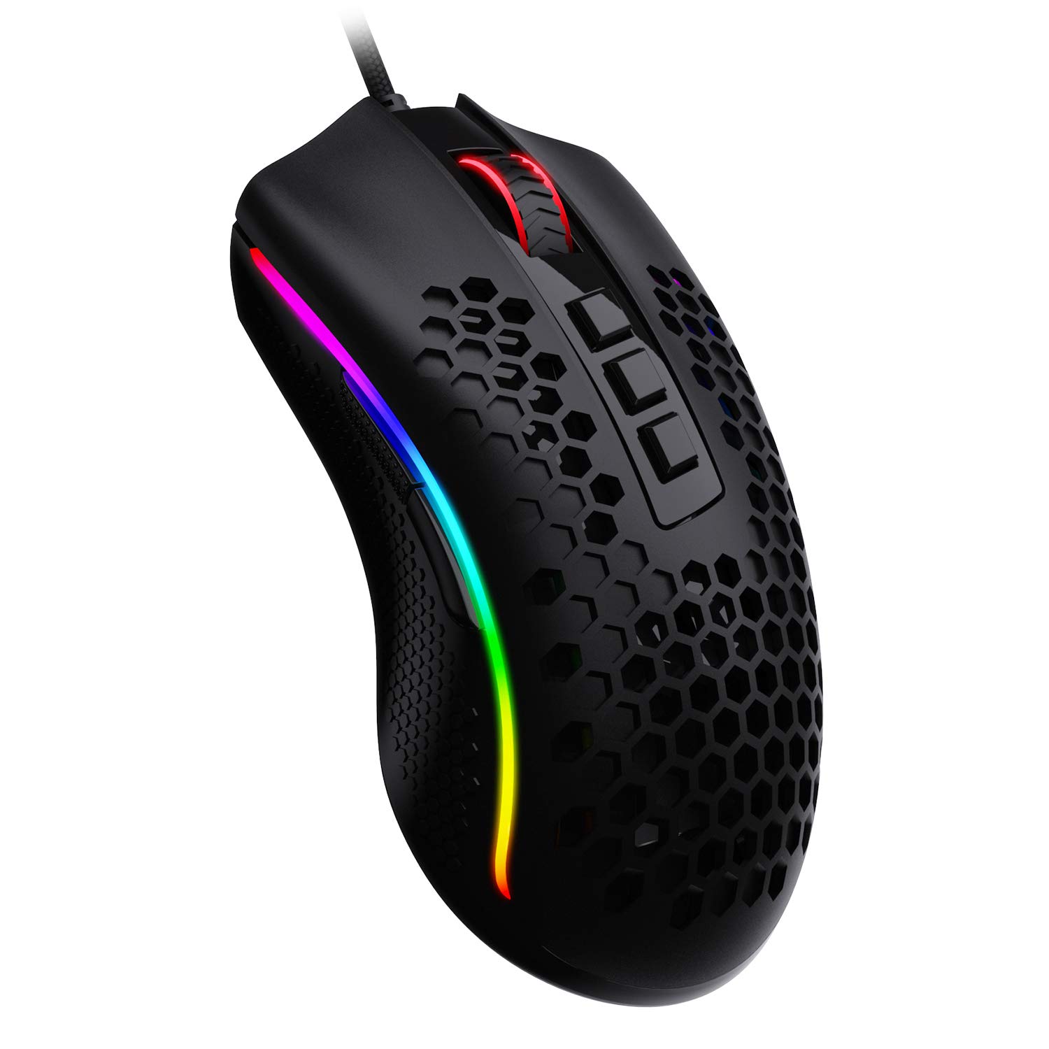 RedragonM808 Storm Lightweight RGB Gaming Mouse, 85g Ultralight Honeycomb Shell - 12,400 DPI Optical Sensor - 7 Programmable Buttons - Precise Registration - Super-Lite Cable