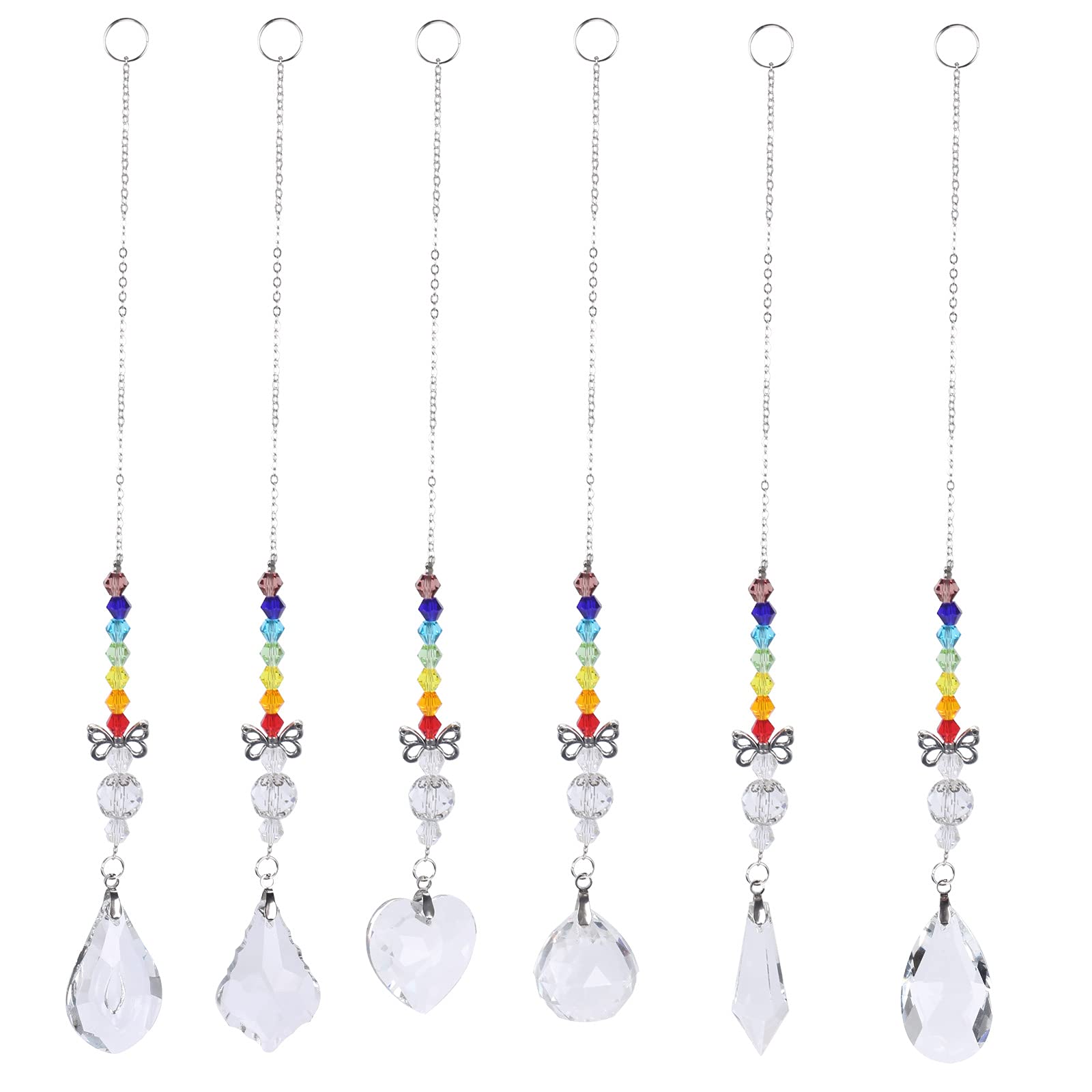 Anpatio 6 Pack Crystals Suncatcher Colorful Rainbow Maker with Butterfly Hanging Ornament Suncatcher for Window Sun Catcher for Home Office Garden Decoration