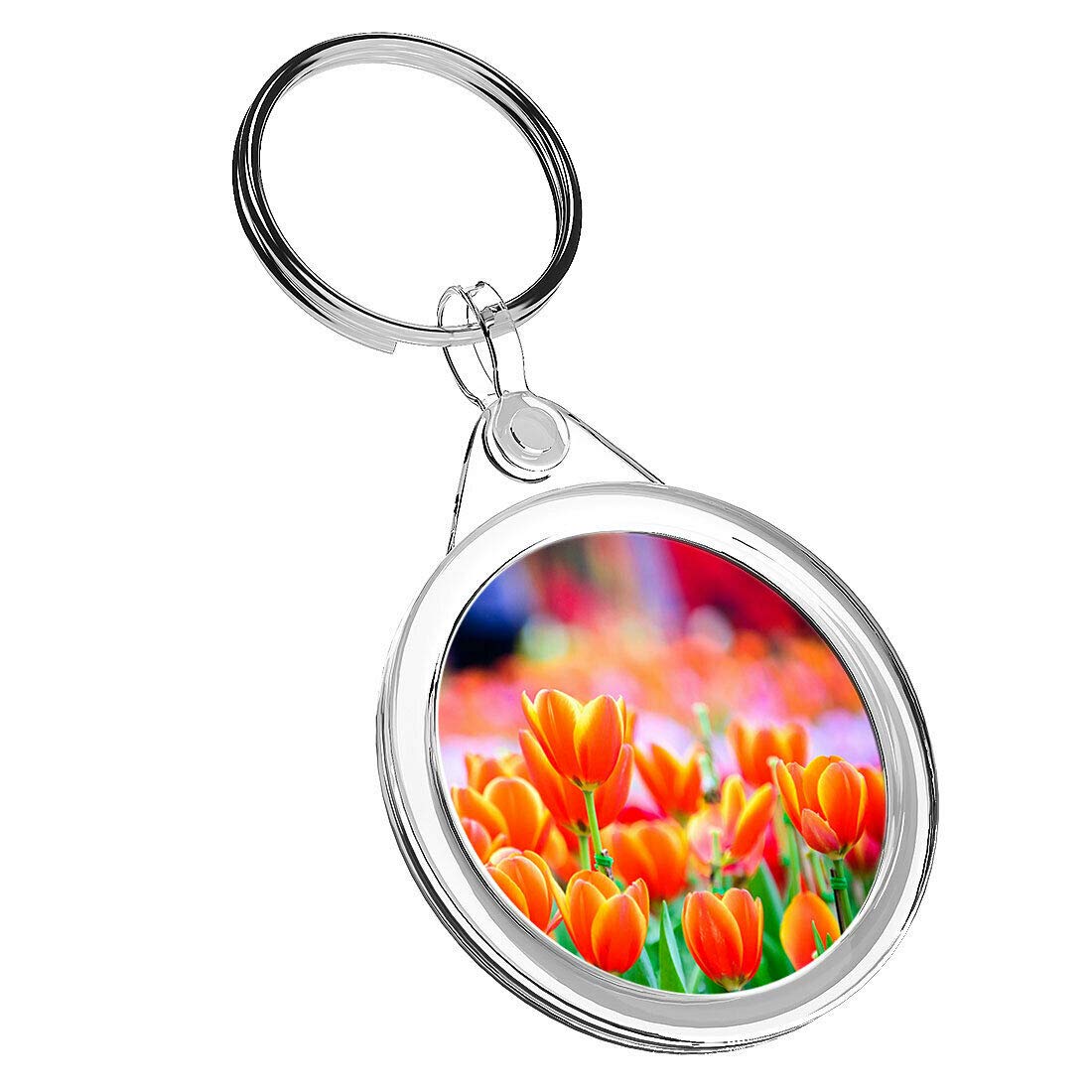 1 x Beautiful Tulip Flowers - Keyring IR02 Mum Dad Kids Birthday #2342-2