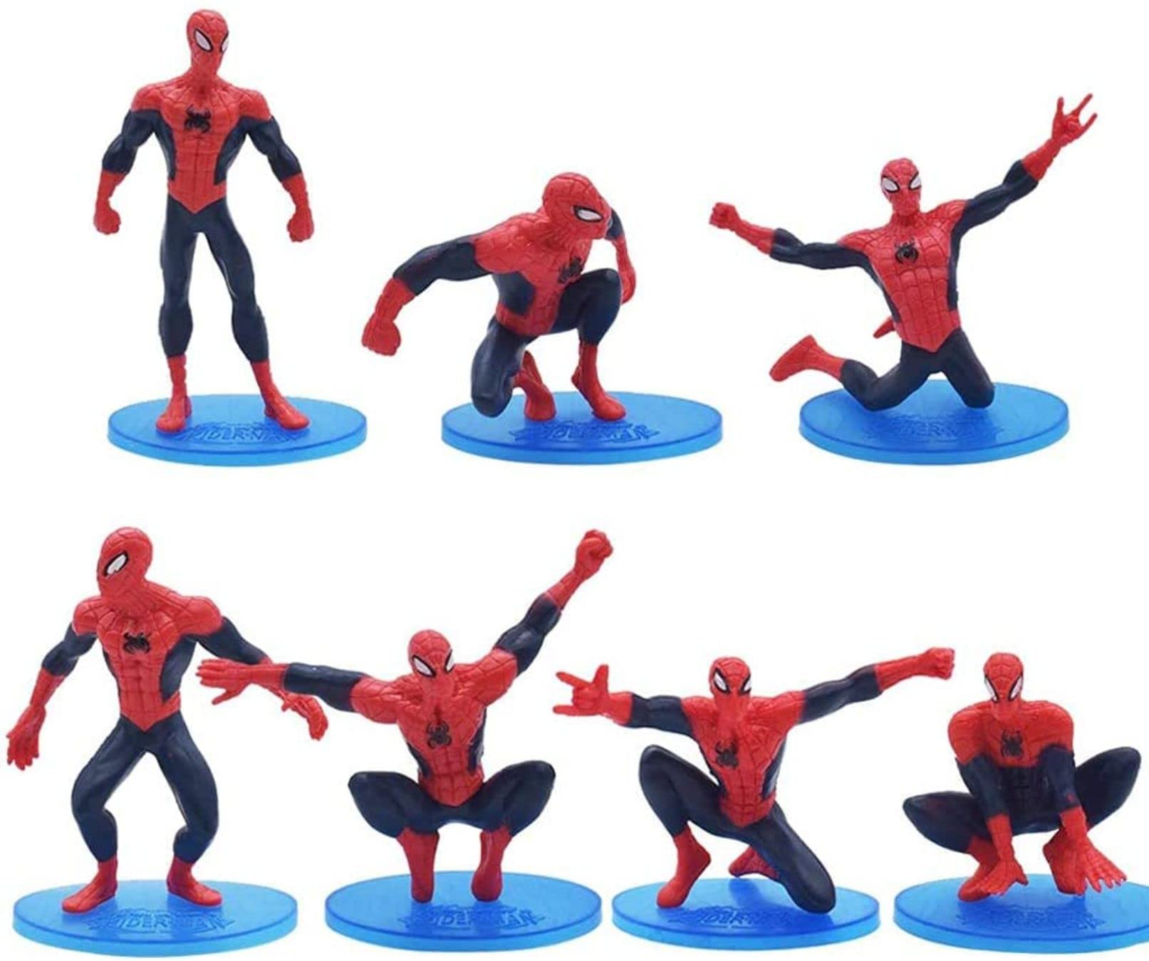 Bake House Mini Figures Set, Hilloly Cupcake Figures Decoration, 7pcs Spiderman Figures Mini Figures Set Action Figures for Kid Cupcake Figurines Party Cake Decoration Supplies Cake Topper