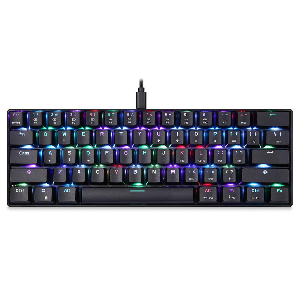 BAGGRA CK61 RGB Mechanical Gaming Keyboard OUTMU Red Switches Keyboard 61 Keys Anti-ghosting with Backlight for Gaming Black