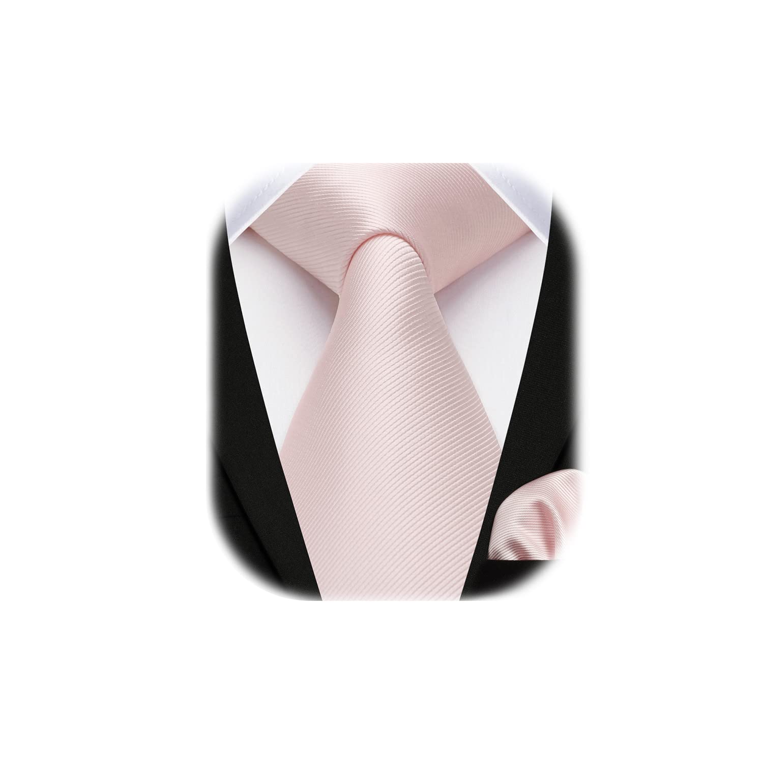 Enlision Men's 3.3" Solid Color Tie and Pocket Square Set Formal Wedding Party Necktie for Men - Multiple Color