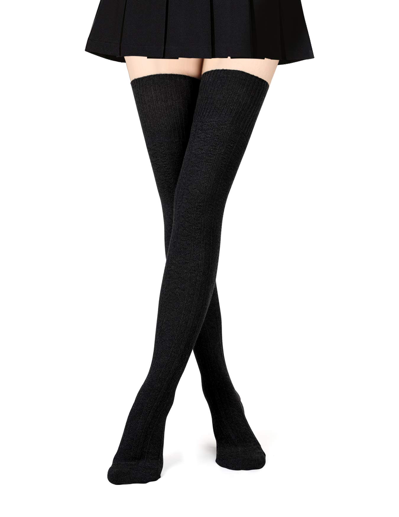 Thigh High Socks for Women Cotton Over the Knee High Boot Stockings Extra Long Knit Leg Warmers