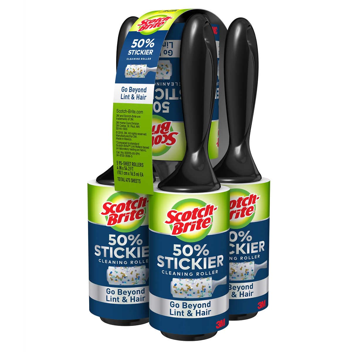 Scotch Brite 3M Lint Roller 50 % Sticker, 95 Sheets (Pack of 5), 475 Count