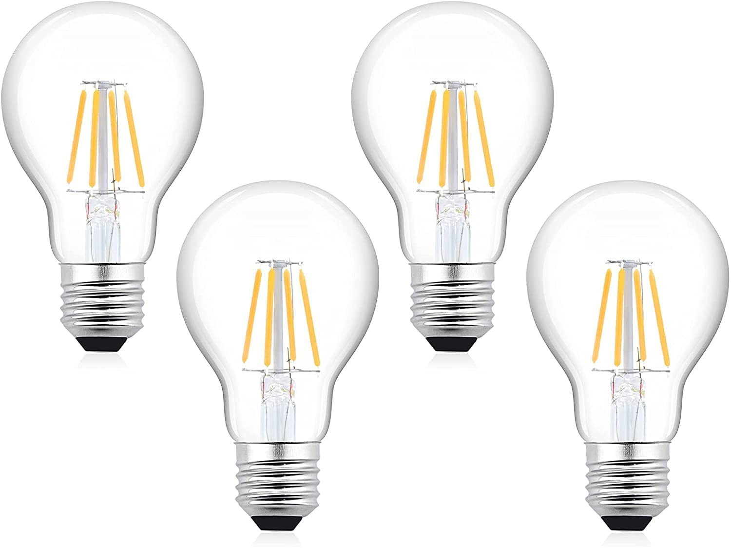 DoRight 12V/24V E27 A60 Antique LED Filament Bulbs, 4W Low Voltage Vintage Edison Screw E27 ES AC/DC 12-36V A60 GLS Globe LED Lamp 50W Equivalent Warm White 2700K for RV Marine Motorhome (4-Pack)