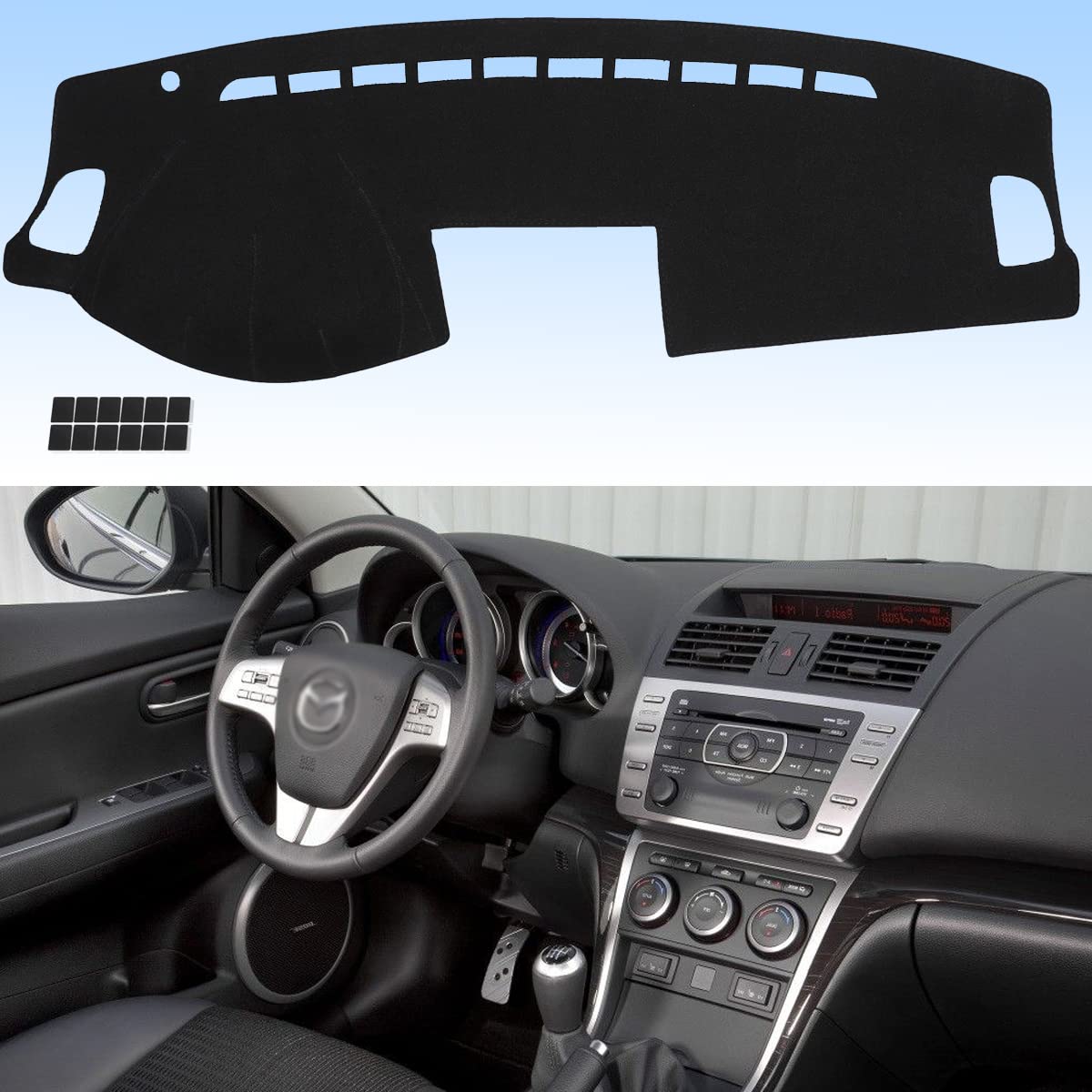 AUQDD Dashboard Cover Flannel Dash Mat Custom Compatible with 2009 2010 2011 2012 2013 Mazda 6, Anti-Glare, Anti-Reflection, No Peculiar Smell