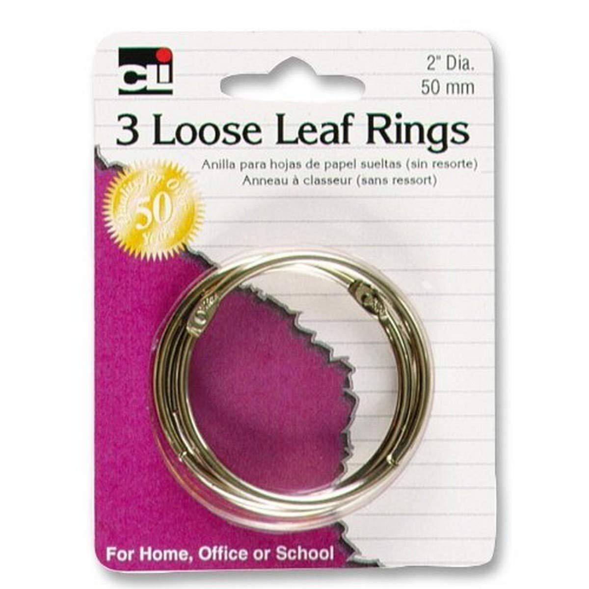 Charles Leonard Rings - Loose Leaf - 2" Diameter - 3/Card, 65020