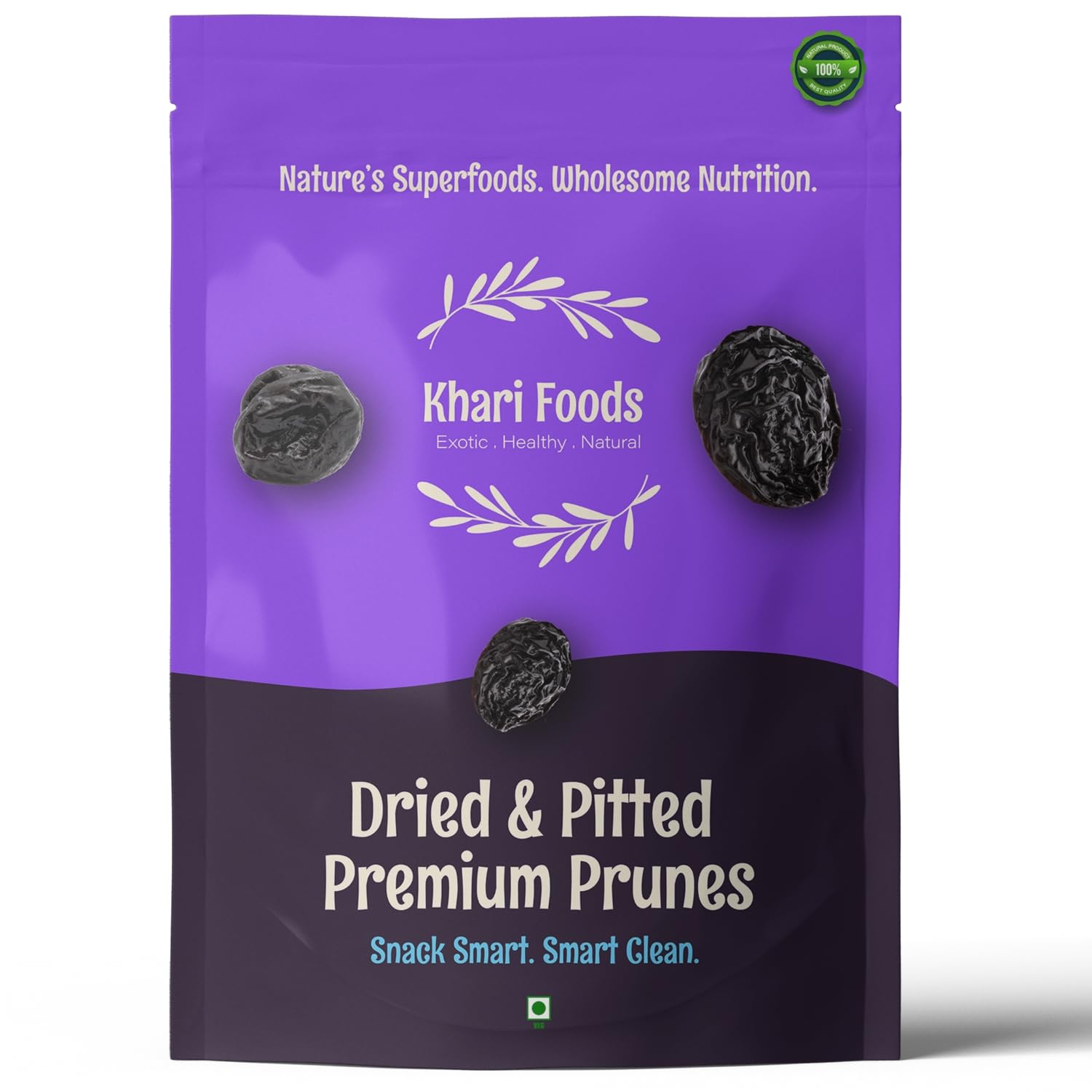 Khari Foods Premium Dried Prunes 200g, Dried & Pitted Plums, High Fibre, Health Snacks, No Added Sugar