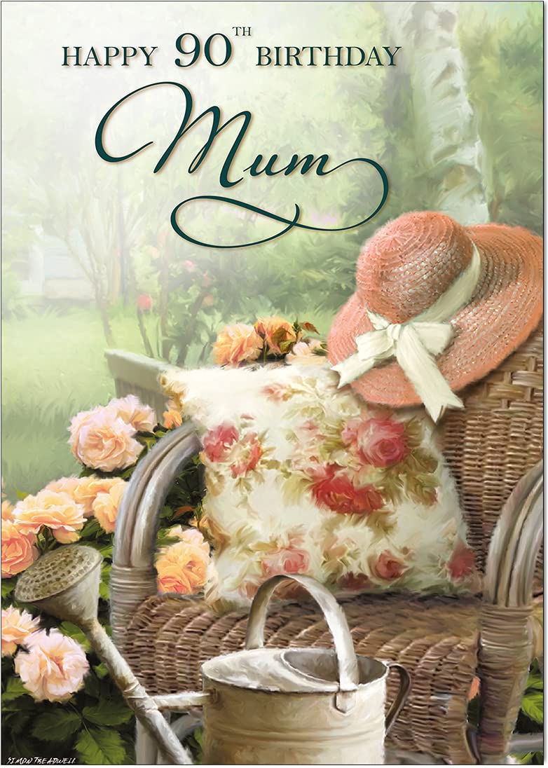 Mum 90th Lazy Day Birthday Card from Olivia Samuel - Gloss Medium Sized Card (A5 Size -148mm x 210mm) with Peel and Seal Envelope