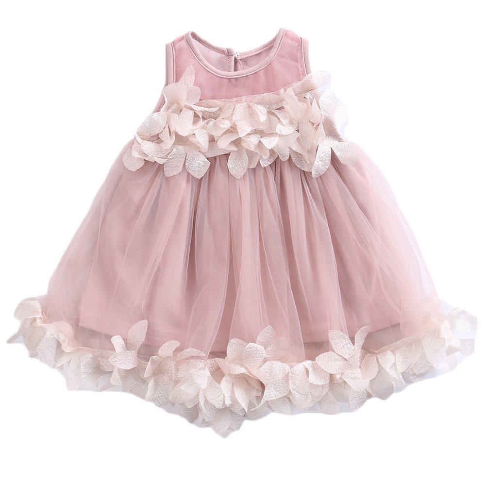 Baby Girl Tulle Dresses Petal Sleeveless Lace Princess Pageant Sundresses Formal Party Clothes Set