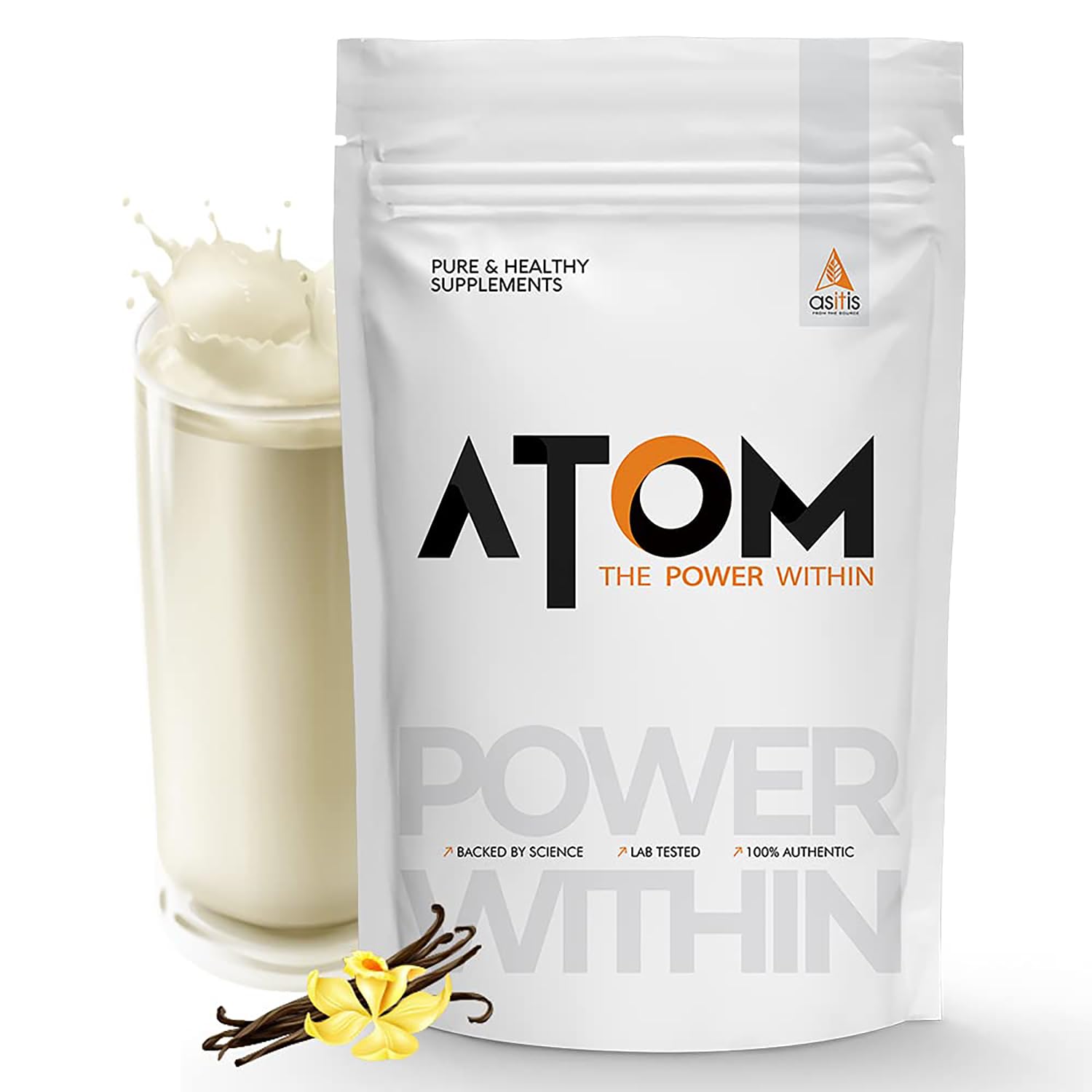 Asitis NutritionAS-IT-is Atom Whey Protein 1kg/35.2 Oz with Digestive Enzymes | USA Labdoor Certified for Accuracy & Purity | French Vanilla Flavor | 27g Protein | 5.7g Bcaaâ