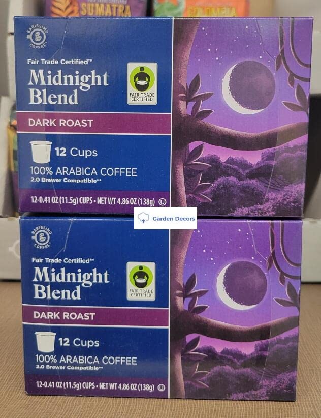 Barissimo Midnight Blend Dark Roast 12 Cups Coffee 4.86oz 138g (Two Boxes)