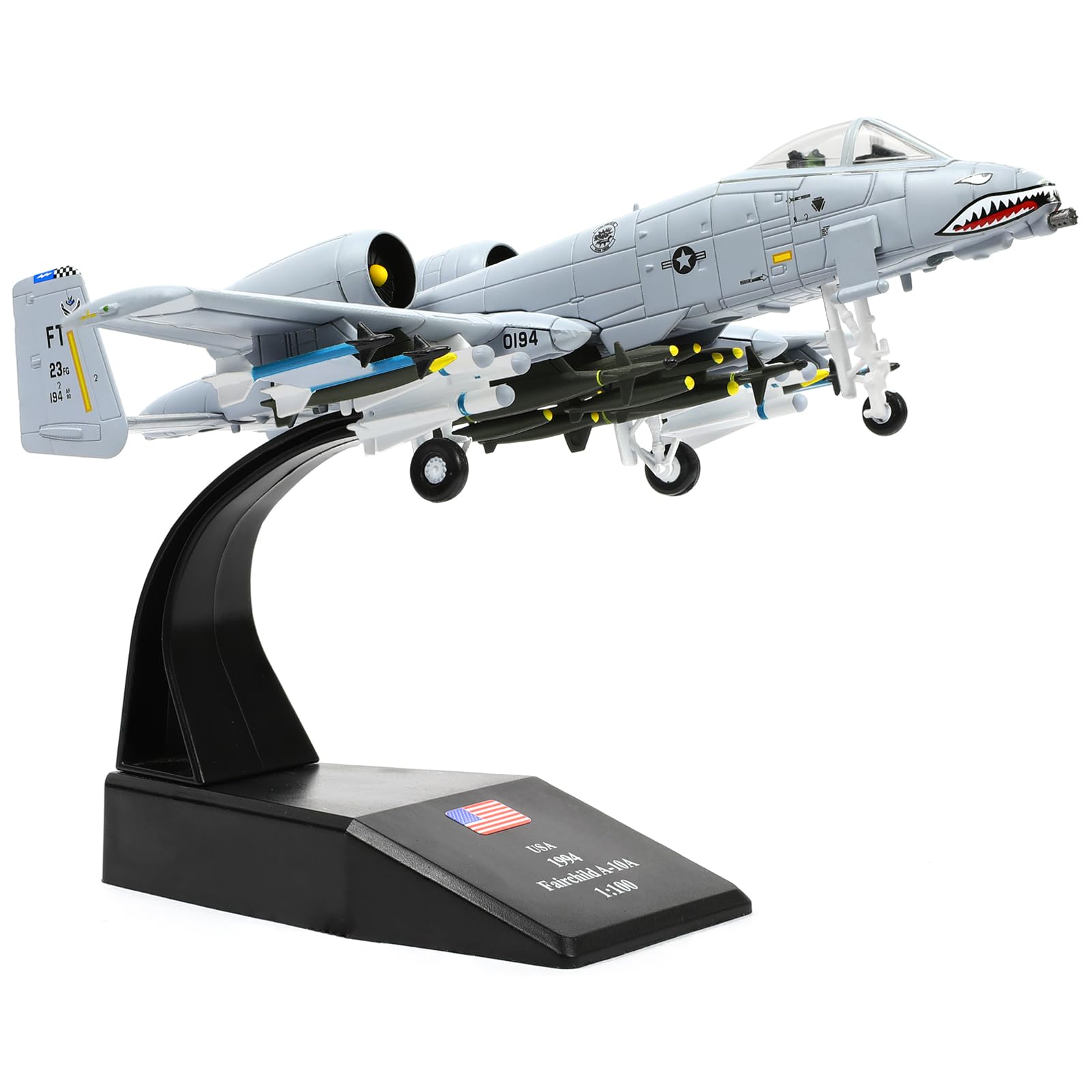 NUOTIE 1/100 A-10 (Warthog) Diecast Metal Aircraft Model Kits Thunderbolt II VX-23 Replica Attack Military for Display Collection or Gift