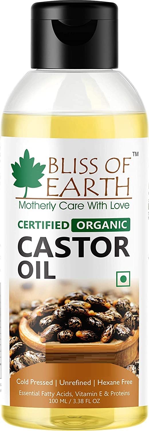 Bliss of Earth Certified Organic Castor Oil for Hair Growth,Smooth Skin, 100ML