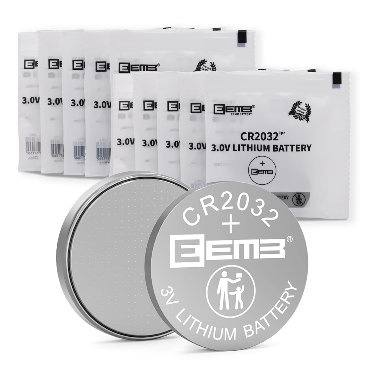 EEMB10PCS CR2032 Li-MnO2 Non-Rechargeable Lithium Battery 3V Button Coin Cell Battery Trusted Quality 210mAh UL Certified Single Use Battery DO NOT CHARGE BATTERY