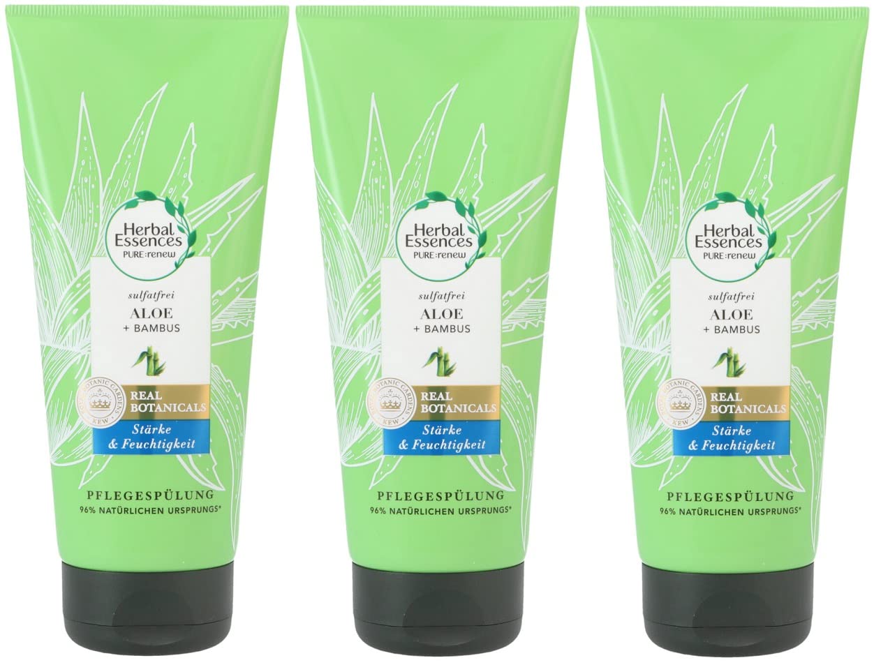 Herbal Essences Pure Renew Conditioner Aloe & Bamboo Sulphate-Free Conditioner Pack of 3 x 180 ml