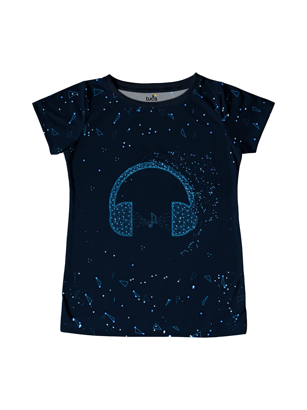 Space Theme Headphones Girls Printed Top Tshirt