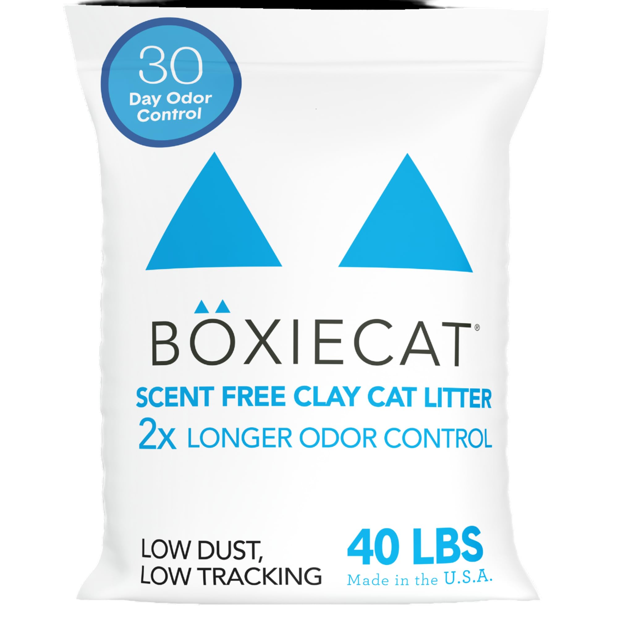 Boxie® Unscented 30 Day Natural Odor Control Cat Litter, 40lb Clumping Clay Kitty Litter