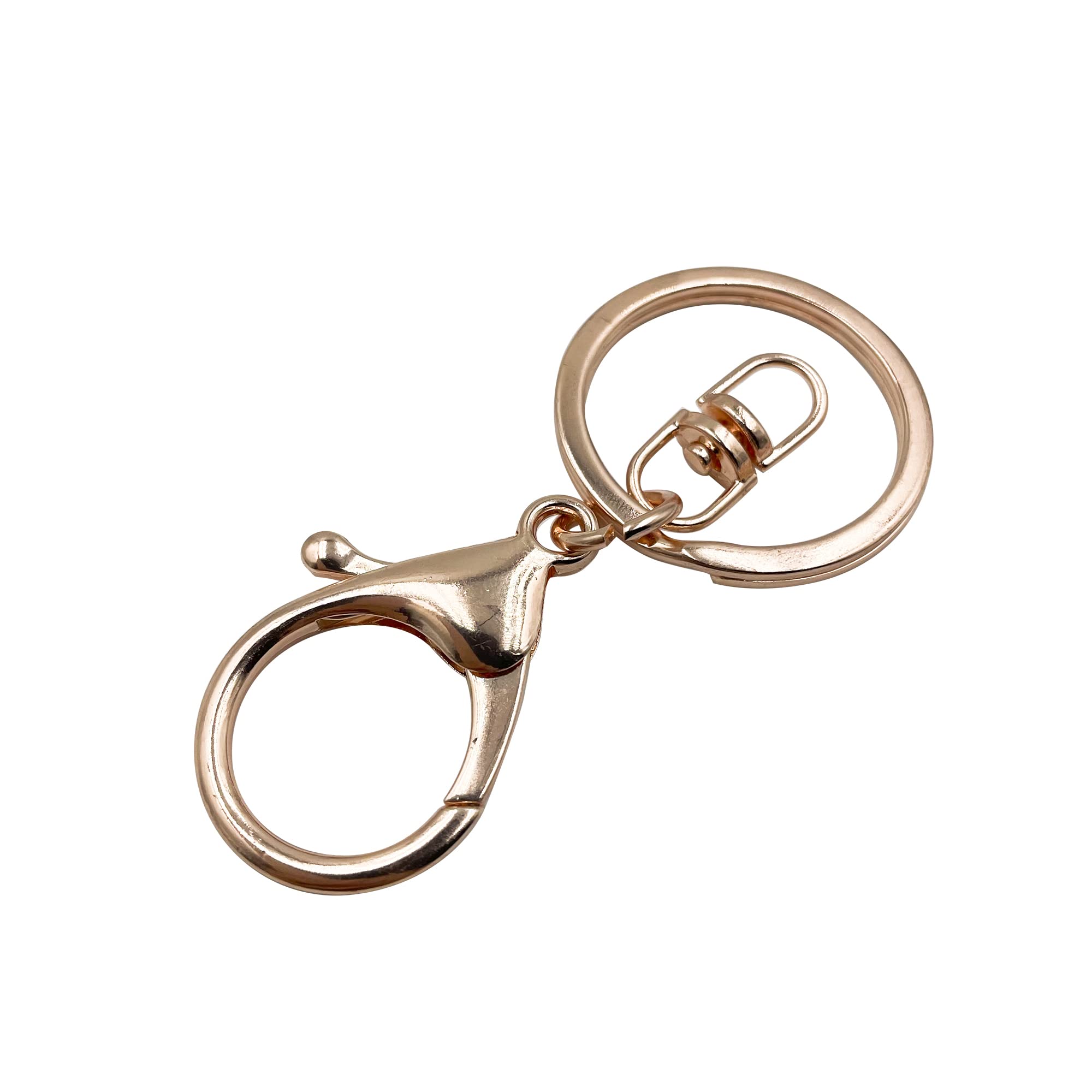 20 Sets Lobster Trigger Swivel Clasps Hook Clips Keychain Ring Carabiner Buckles with Flat Split Ring (Rose Gold) PT1154