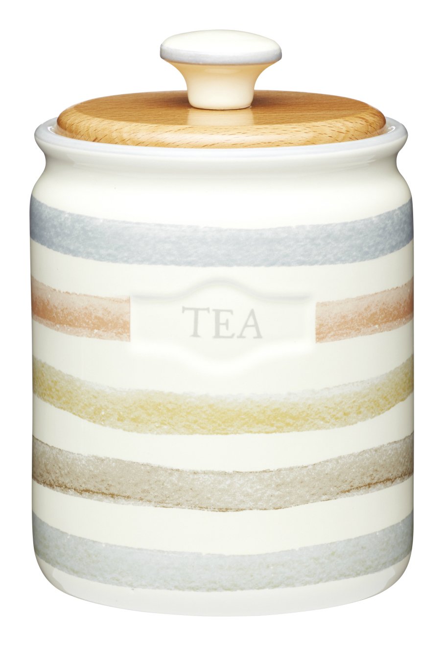 KitchenCraft Tea Caddy, Striped Ceramic Tea Storage, 800 ml