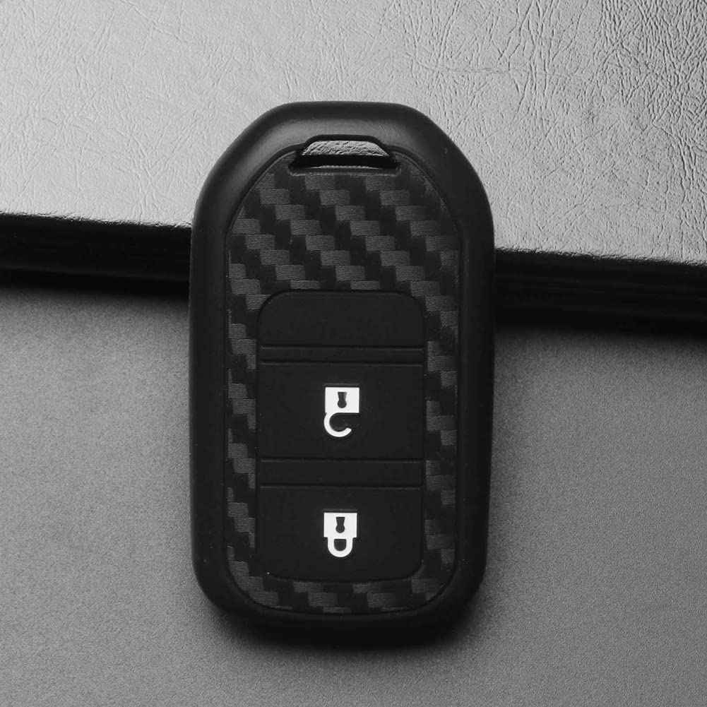 OTMIK Carbon Fiber Pattern Silicone Car Key Cover Case fit for Honda Vezel City Civic Jazz BRV HRV Car key Accessories