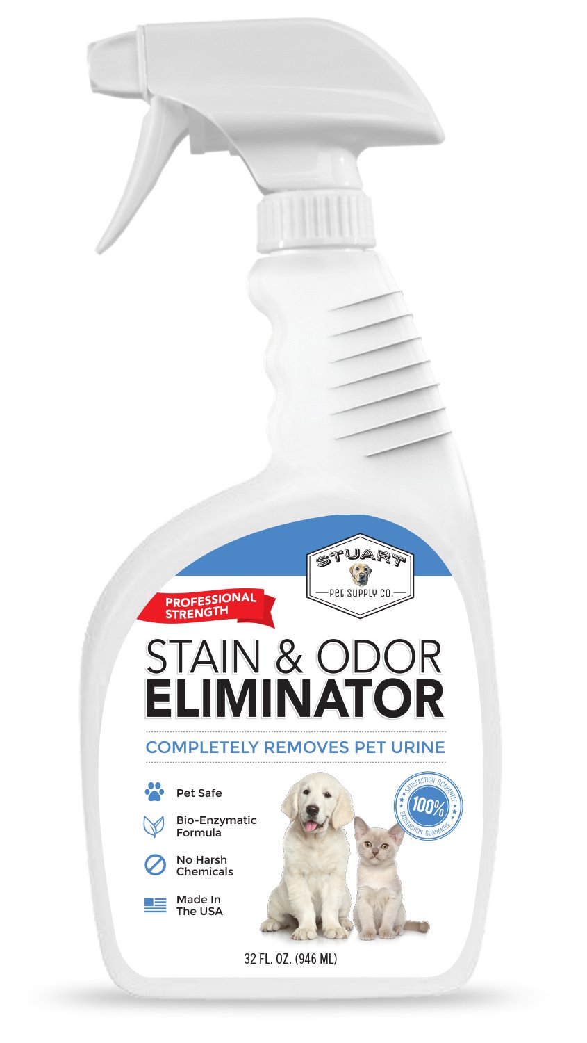 Stuart Pet Supply Co. Professional Strength Pet Stain and Odor Eliminator - Urine Odor Remover - Pet Urine Enzyme Cleaner - Enzymatic Cleaner for Dog Urine and Cat Urine - Pet Odor Eliminator