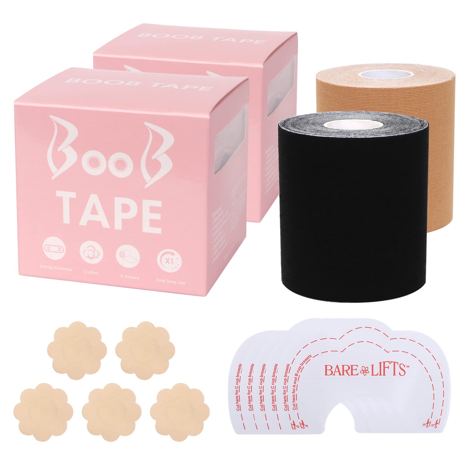 Ever FairyBreathable Boob Tape Breast Lift Tape,Boob Tape Breathable Chest Support Tape for A-E Cup Invisible, Natural, Water and Sweatproof