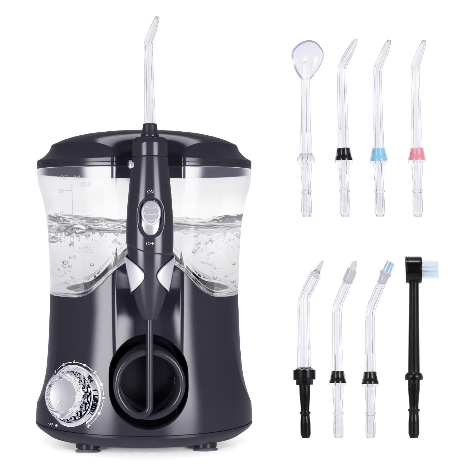 Water Flosser, Electric Flosser for Teeth Cleaning with 10 Pressures & 8 Tips for Family Use, 600ml Powerful Teeth Cleaner Oral Irrigator for Teeth/Braces Cleaning and Flossing