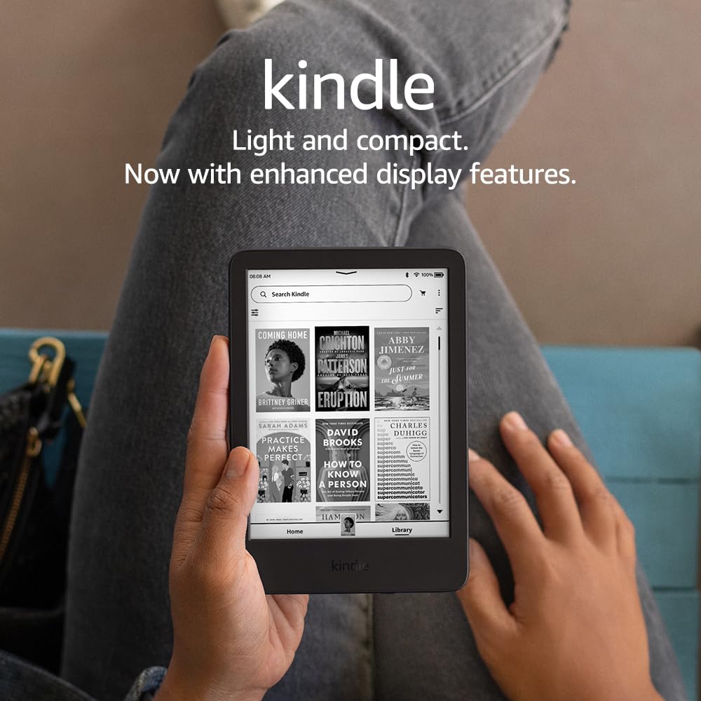 New Amazon Kindle (16 GB) - Lightest and most compact Kindle, with glare-free display, faster page turns, adjustable front light, and long battery life - Black