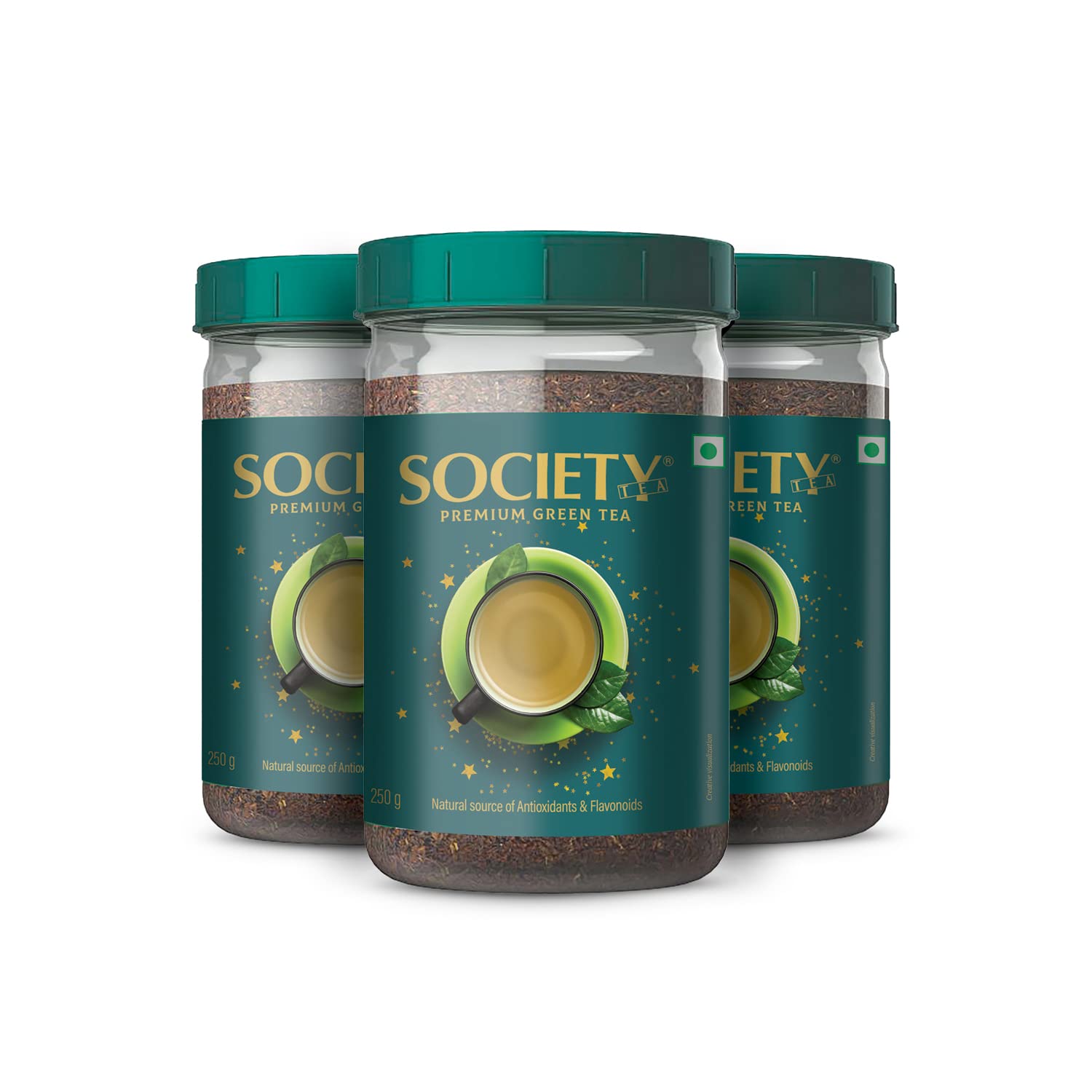 Society Premium Green Tea | Rich In Antioxidants | Refreshing And Energizing | All Natural Flavour | 250Gram Jar | Pack Of 3