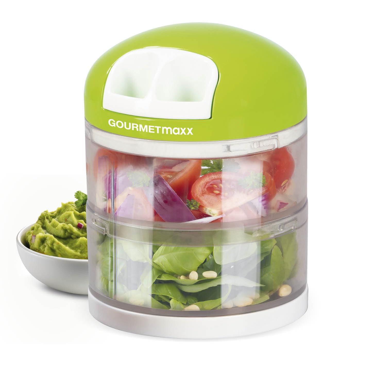 GourmetmaxxVegetable Slicer, 1 Onion Cutter, 2 Separate Containers of 250 ml, Chopper with Pull Mechanism, 2-in-1 Onion Chopper & Multi Chopper for Vegetables etc.