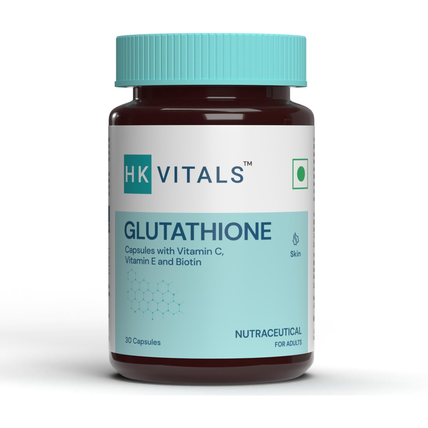 Bharahi Vitals Glutathione with Vitamin C & E, Biotin, Grape Seed Extract & Alpha Lipoic Acid, Antioxidant Support, for Skin Glow and Hydration, 30 Veg Capsules