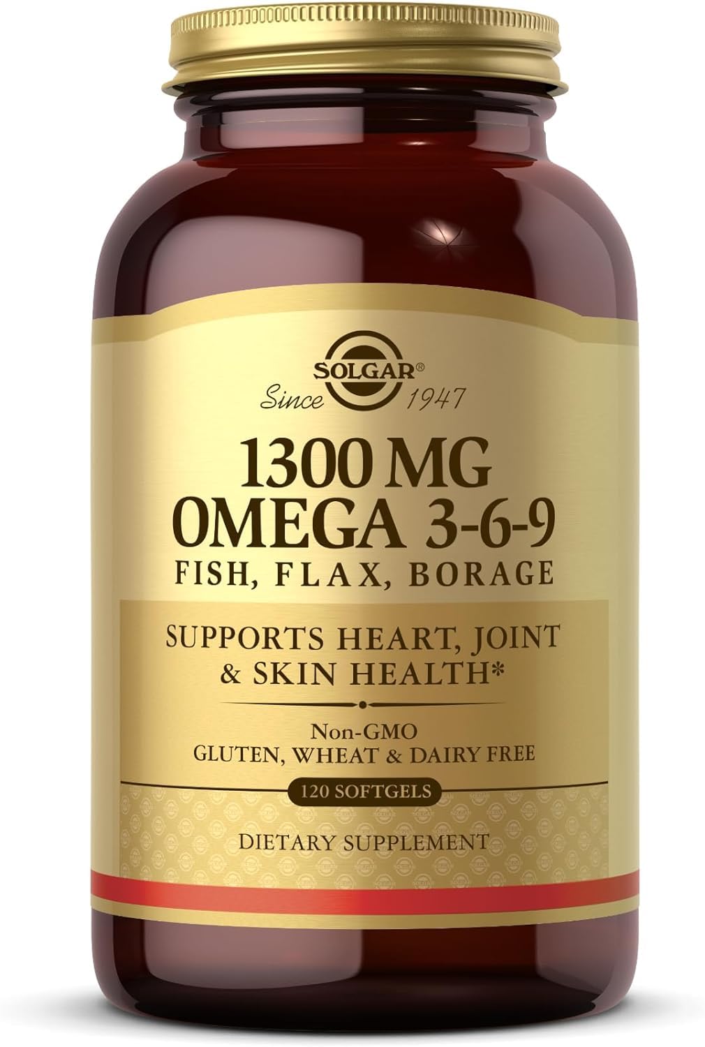 S.olgar 1300 mg Omega 3-6-9, 120 Softgels - Fish Oil Supplement - Support for Heart, Joint & Skin Health - Includes Flaxseed & Borage - Contains EPA & DHA - Omega 3 Fatty Acids - 40 Servings