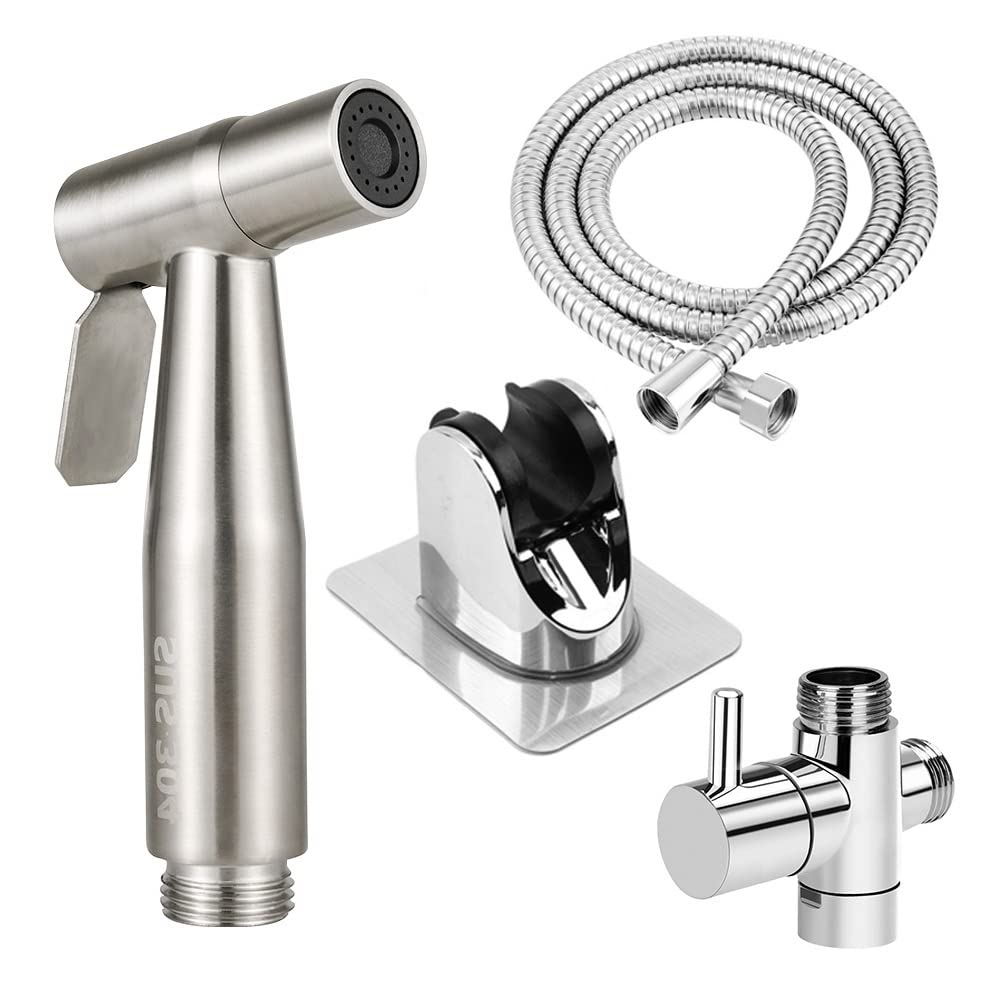 DXLing Handheld Bidet Sprayer Kit for Toilet Bidet Hand Shower Stainless Steel Hose and Holder with G1/2 Inch Valve for Pet Bathroom Toilet Cleaning Pet Bath Personal Hygiene