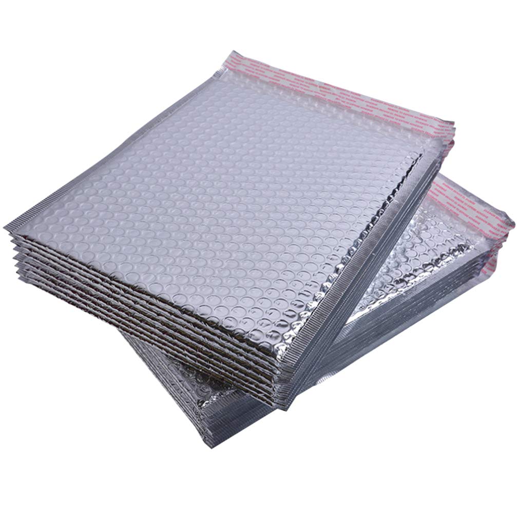 Hemobllo 50pcs Bubble Envelopes Bags Self Seal Jiffy Mailing Envelopes Metallic Silver Bubble Pouches for Packaging Shipping 15x18cm