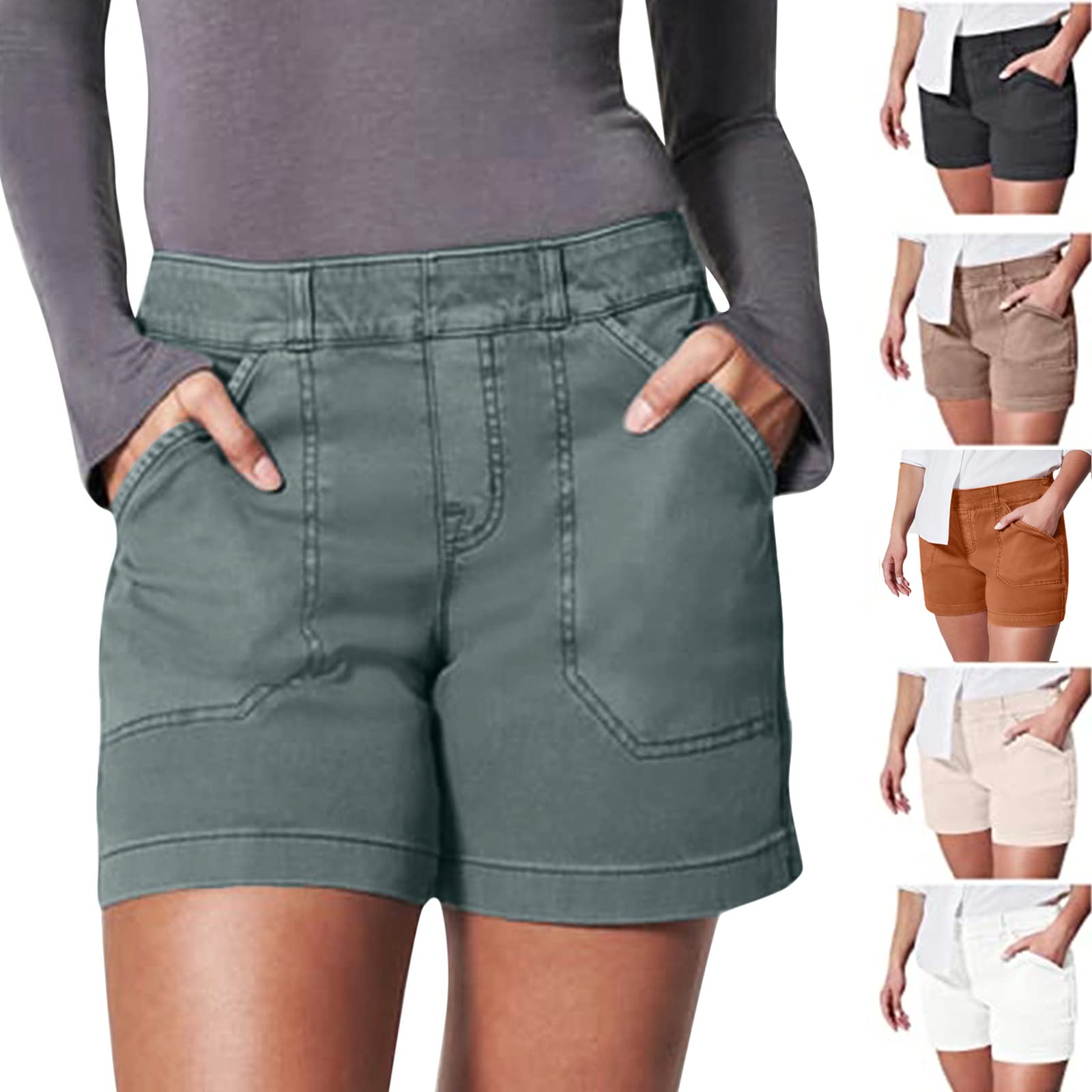 Women's Stretch Twill Shorts Regular Fit Hiking Shorts with Pockets Summer Casual Athletic Shorts Chino Bermuda Short