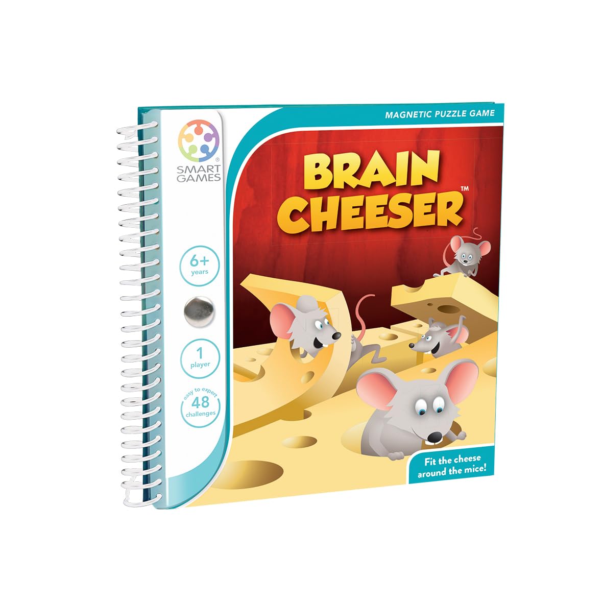 smart games - Brain Cheeser, Magnetic Puzzle Game with 48 Challenges, 6+ Years