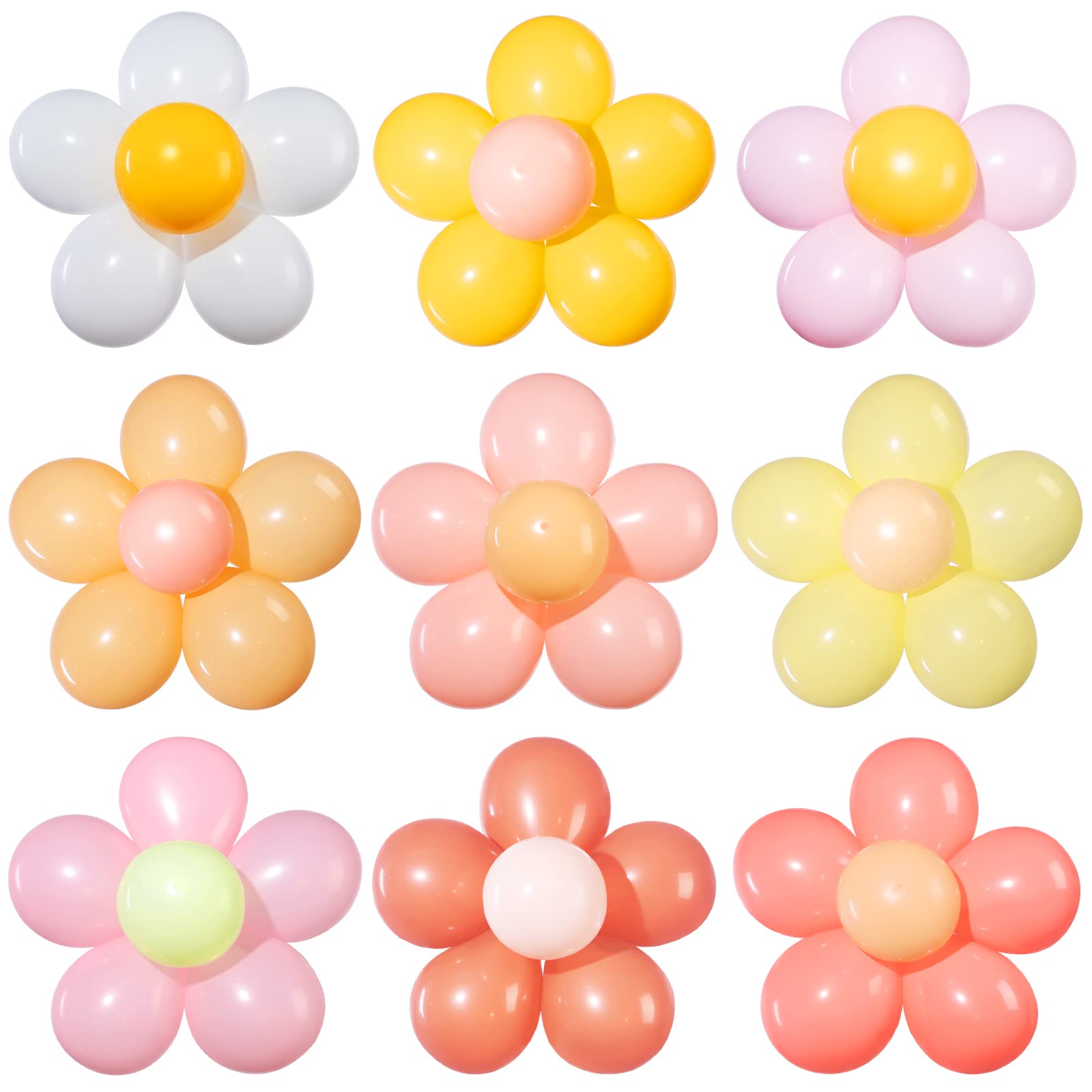 27 Set Daisy Flower Balloons DIY Kit Multicolor Latex Balloon Daisy Party Decorations 10 Inch Groovy Retro Hippie Daisy Balloons for Birthday Baby Shower Wedding Engagement Garland Theme Decor