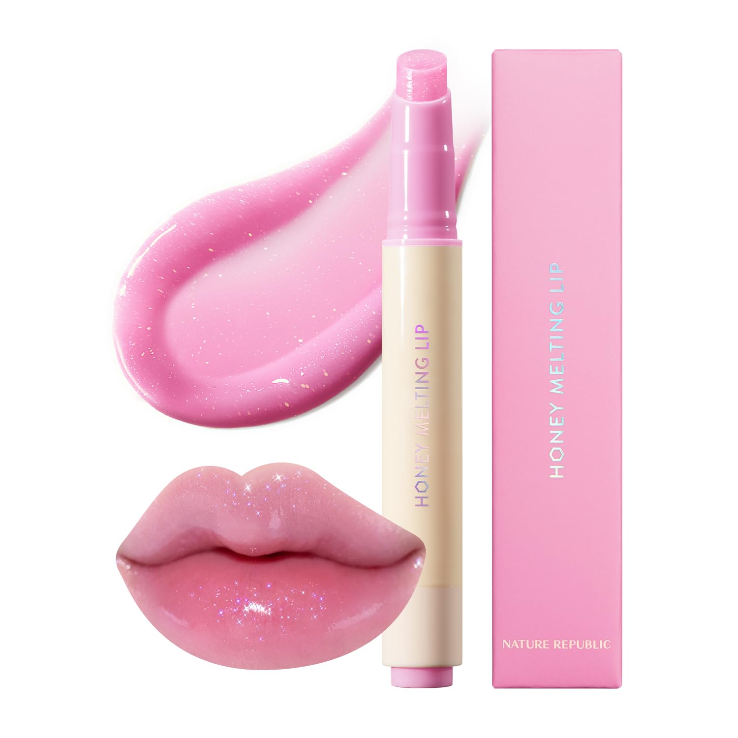 Nature Republic HONEY MELTING LIP GLITTER (13 AURORA) SOFT LIP STICK,Lip Gloss, Glow lip, glossy, lip balm, lip crayon, jelly gloss, lip pen, tint gloss, sheer lip, lip glitter, korean make up