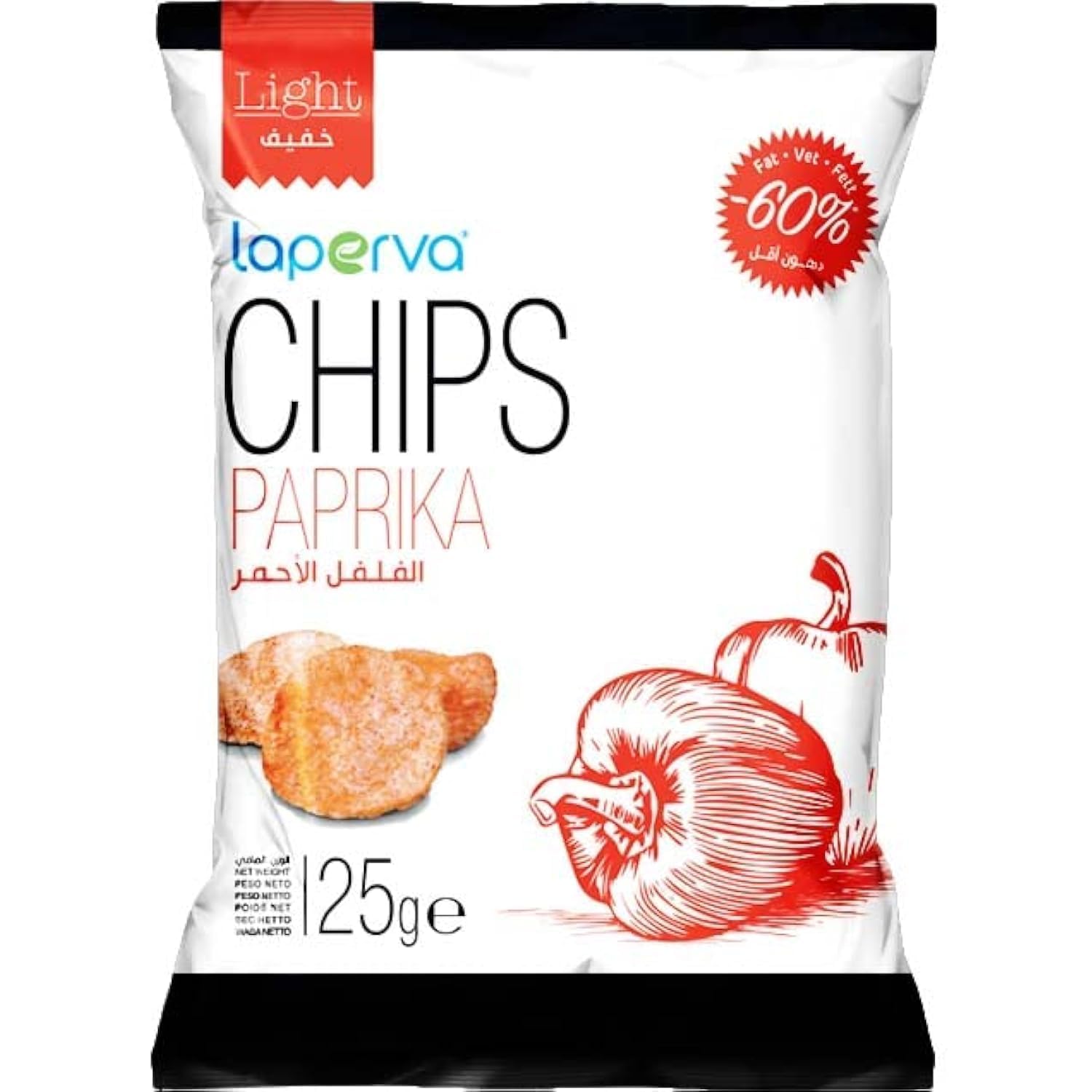 Laperva Chips - 25 grams - 24 Pieces Per Box - Being Baked, Low Calorie, Rich in Fiber, vegetarian-friendly, A Healthy & Tasty Snack for Any Occasion (Paprika - Box Piece)