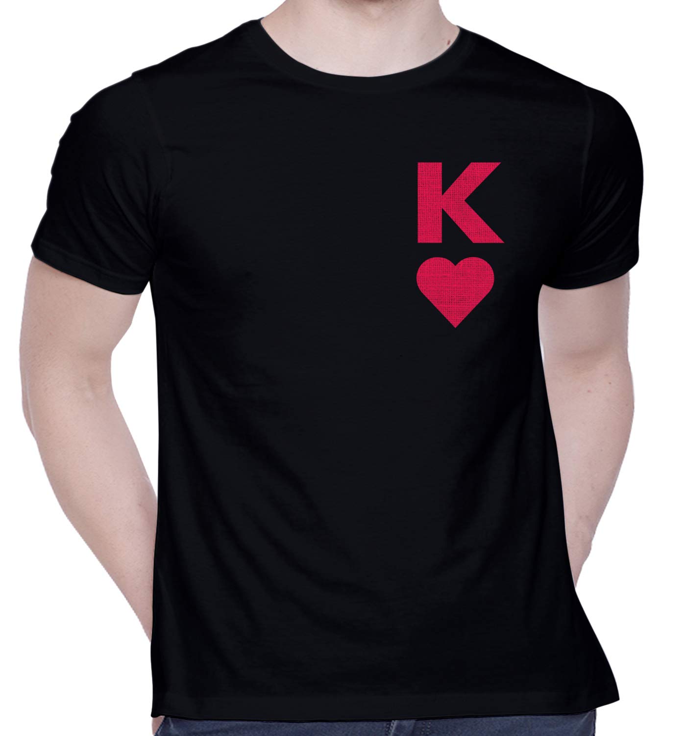 CreativiT Graphic Printed T-Shirt for Unisex King of Hearts Tshirt | Casual Half Sleeve Round Neck T-Shirt | 100% Cotton | D00884-53