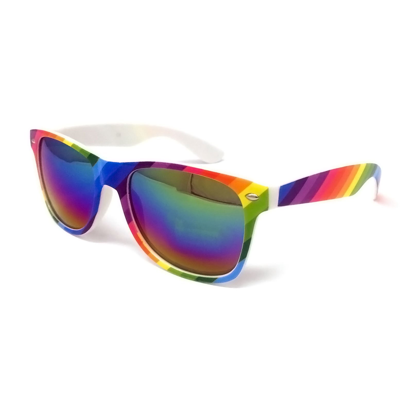 Black Lens Classic Sunglasses - Style Unisex Shades UV400 Protective Mens Ladies (Rainbow Frame, Rainbow Mirrored Lens)