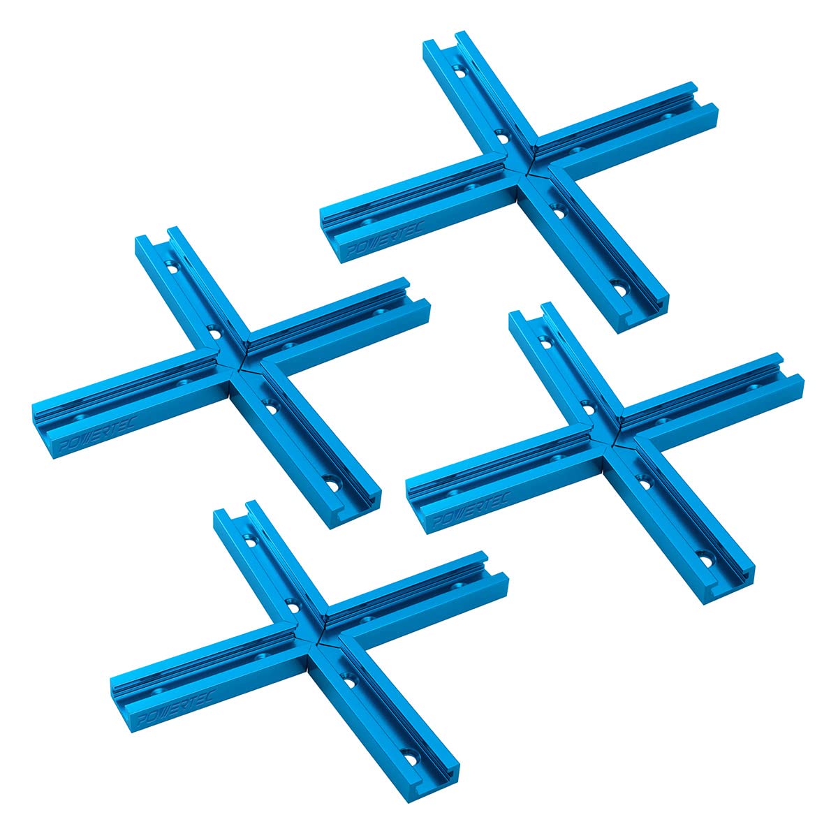 POWERTEC71609-P4 3" T-Track Intersection Kit with Predrilled Mounting Holes, 4 Sets, For Universal T track, T Track Accessories for Woodworking Jigs and Fixtures