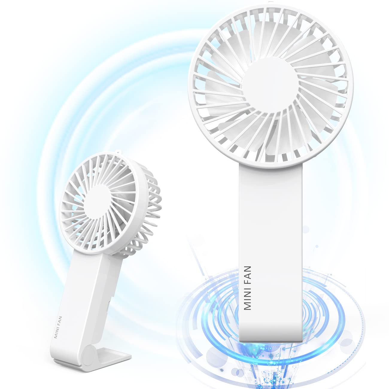 Welltin Portable Hand held Fan,Mini Hand Fan with USB Rechargeable Battery, Powerful Desk Fan with 3 Speed for Office Home Outdoor Traveling Type D