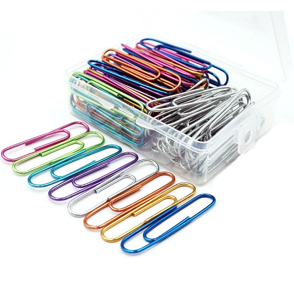 100 Pack Paper Clips, 2 Inch Large Paper Clips, Assorted Colored Coated Jumbo Paper Clips, Big Paperclips for Classroom Bookmark Desk Office Home Craft Planner