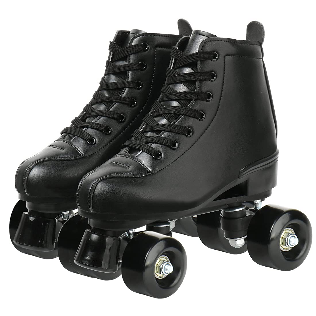 XUDREZ Classic Roller Skates High-Top Double-Row Leather Roller Skates for Women and Men (Black Black Wheel,8.5)